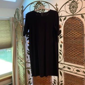 Eileen Fisher black tunic dress with side zippers